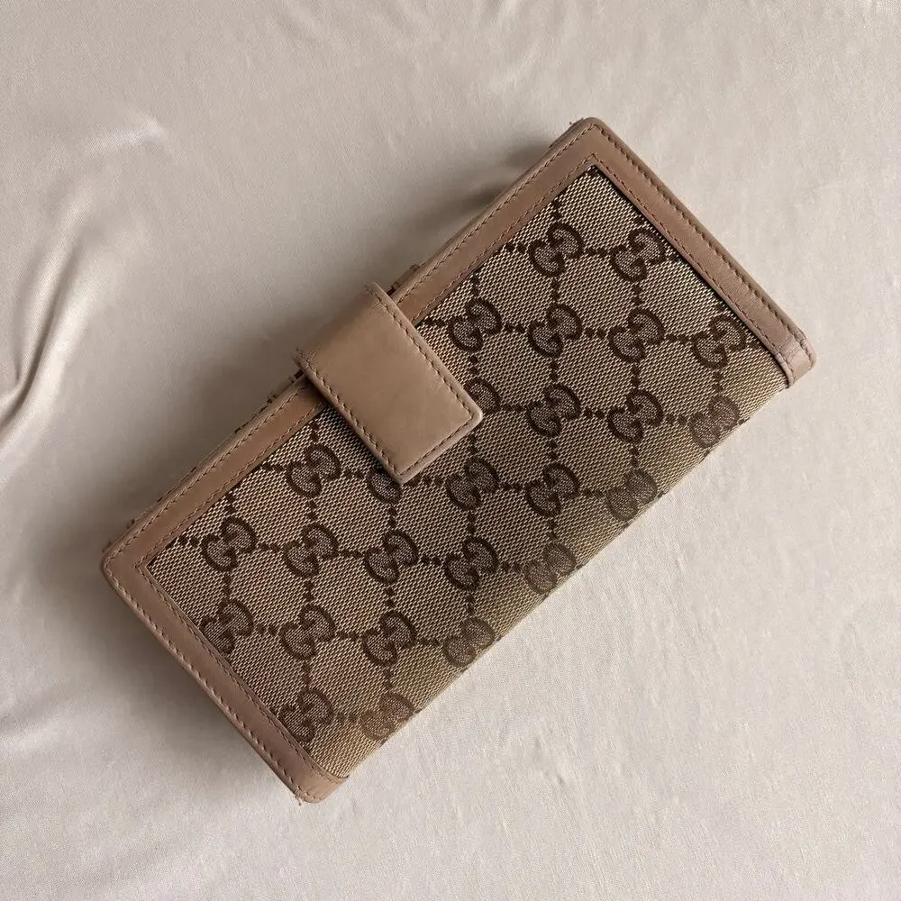 Gucci GG Canvas Wallet - Red/Tan Web Stripe, Made in Italy